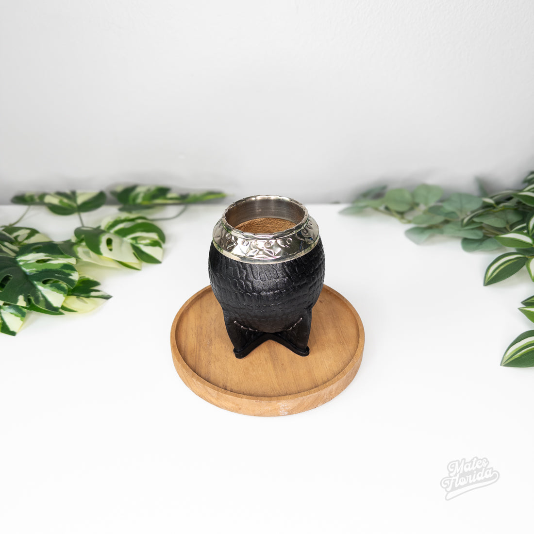 Mate Torpedo Artesanal Negro Textura Cocodrilo