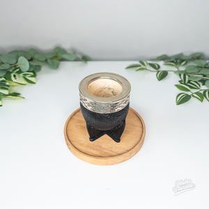 Mate de Cuero Labrado Negro | Interior de Calabaza