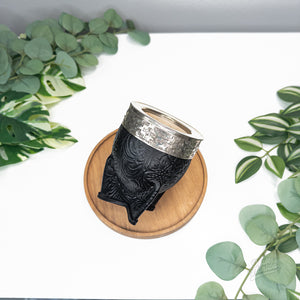 Mate de Cuero Labrado Negro | Interior de Calabaza