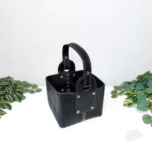 Square Genuine Leather Mate Bag, black